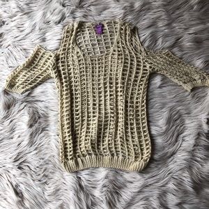 NWOT Open knit cold shoulder top